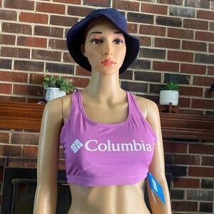 Columbia 1 Pack Classic Logo Racerback Omni Wick Bra Size M Purple New